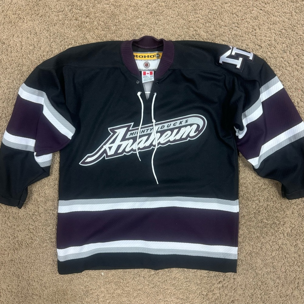 Vintage Anaheim Mighty Ducks  Youth L/XL KOHO Black Blank Hockey Jersey NHL